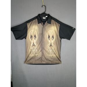 Rietveld USA Hawaiian Shirt Mens XL Black Tiki Hula Girls Volcano